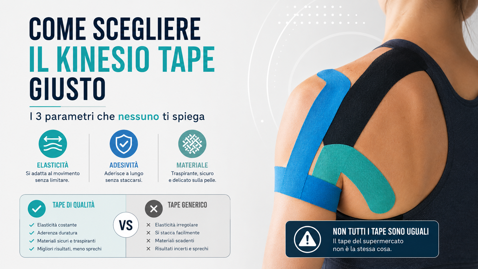 Come scegliere il kinesio tape giusto: i 3 parametri che nessuno ti spiega (e perché il tape del supermercato ti frega) 